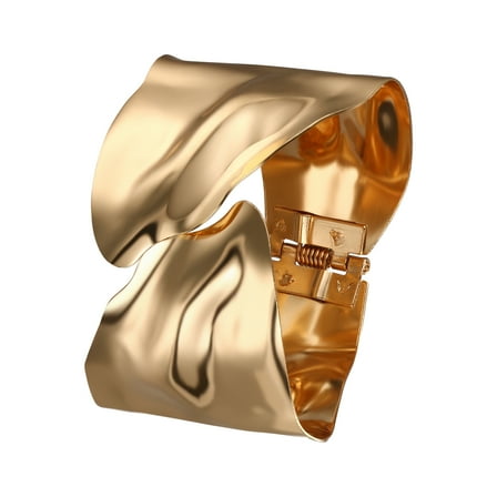 Avaner Chunky Gold Cuff Bracelet for Women14K Gold Plated Bangle Bracelets for Women Open Wide Wrist Cuff Bracelet Fashion Costume Jewelry