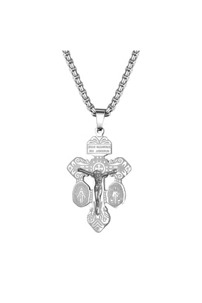 Cross Necklace for men women: Stainless Steel Cruz Del Perdon Catolica St Benedict Miraculous Medal Pendant Necklaces for Men and Women Religious Jewelry Gifts