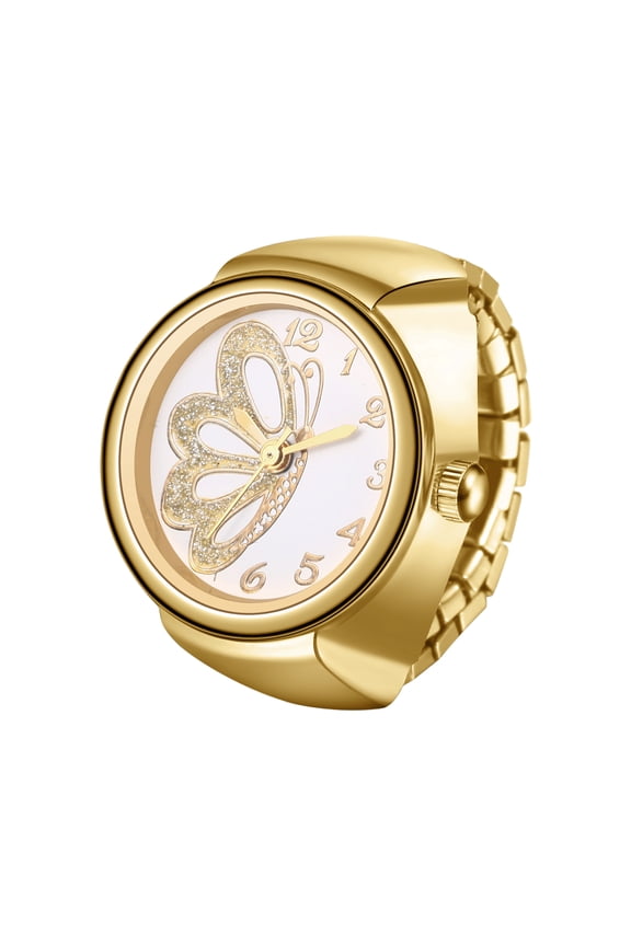 Elastic Strap Ring Watch for Women: Analog Quartz Flexible Size Ring Watch for Christmas Gift