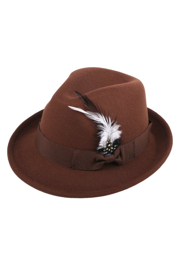 Fedora Hats for Men Women: Classic Panama Hat with Short Brim, Warm Soft Feather Hat with Feather - for Leisure Holiday