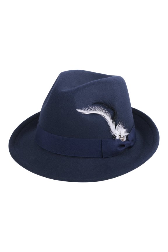 Fedora Hats for Men Women: Classic Panama Hat with Short Brim, Warm Soft Feather Hat with Feather - for Leisure Holiday