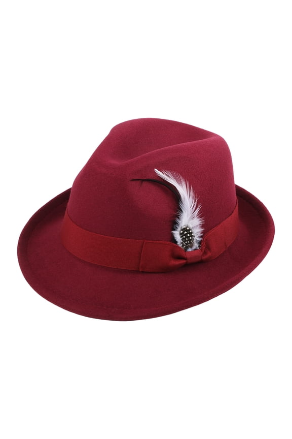 Fedora Hats for Men Women: Classic Panama Hat with Short Brim, Warm Soft Feather Hat with Feather - for Leisure Holiday