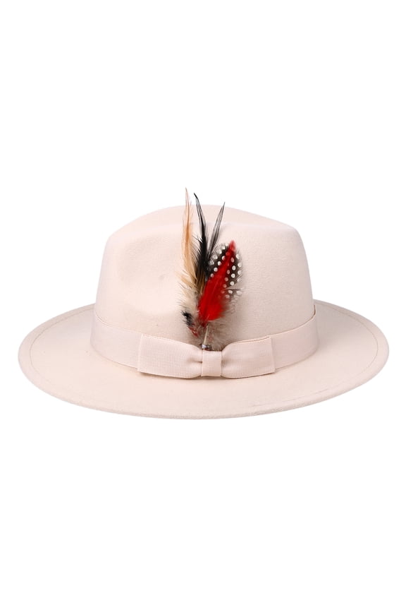 Felt Hats for Women Man Wide Brim Felt with Feather decoration Vintage Panama Boho Jazz Hat for Burning Wedding Tea Party