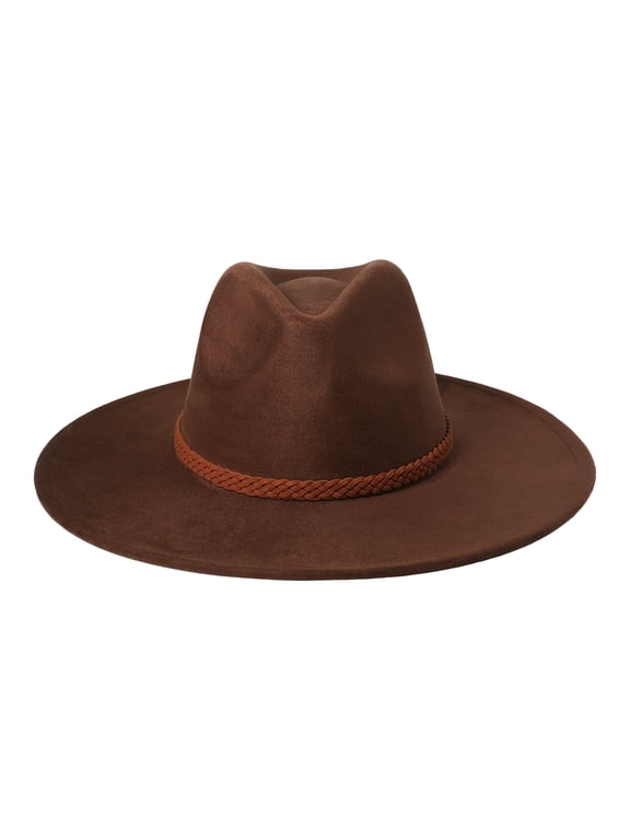 Flat Brim Fedora Hat for Women Men: Vintage Wide Brim Suede Felt Cap for All Seasons