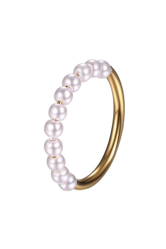 Freshwater Pearl Ring for women,Dainty Minimalistic Stainless Steel Gold Stacking Statement Wedding Finger Pearl Rings Holiday Gift for Women