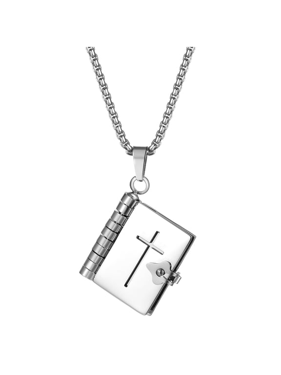 Jesus Bible Verse Book Necklace: Christian Gifts for Women Openable Multi-Layer Chapter Cross Faith Pendant Necklaces Motivational Religious Jewelry Gifts