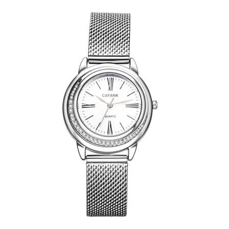 Avaner Luxury Stainless Steel Watch: Simple Analog Quartz Watches Black Dial with Rhinestone Accents Fashion Wristwatch for Women