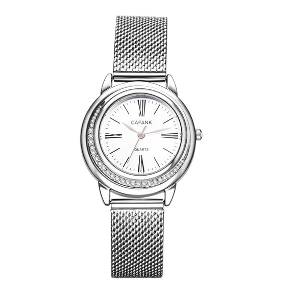 Avaner Luxury Stainless Steel Watch: Simple Analog Quartz Watches Black Dial with Rhinestone Accents Fashion Wristwatch for Women