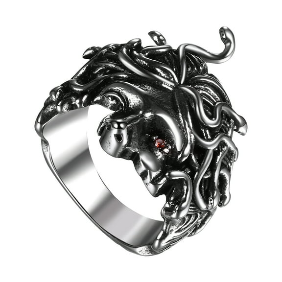 Avaner Medusa Ring for Men Women Stainless Steel Gothic Punk Ring Retro Greek Mythology Medusa Snake Ring Jewelry Gift