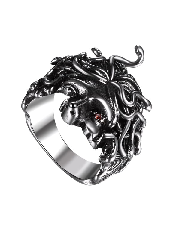 Medusa Ring for Men Women Stainless Steel Gothic Punk Ring Retro Greek Mythology Medusa Snake Ring Jewelry Gift
