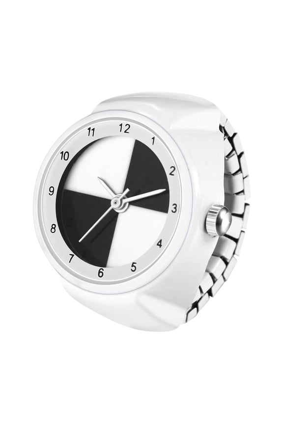 Men Women Finger Watch Stretchy Band Elastic Round Simple Dial Quartz Ring Watches
