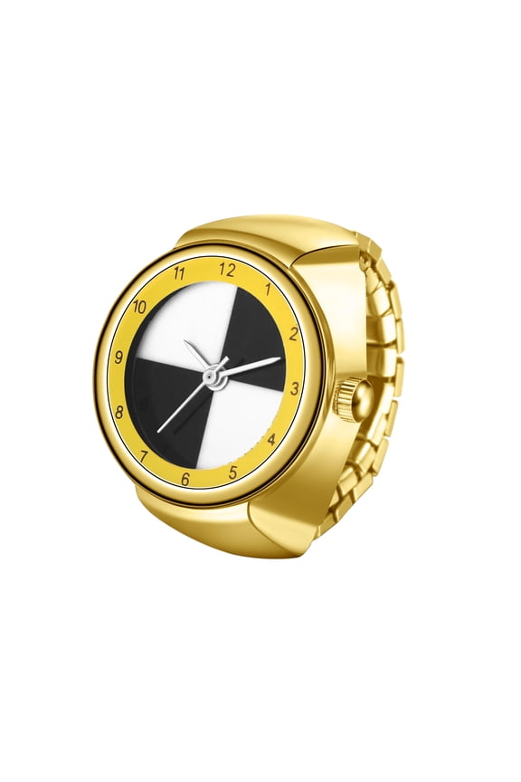 Men Women Finger Watch Stretchy Band Elastic Round Simple Dial Quartz Ring Watches
