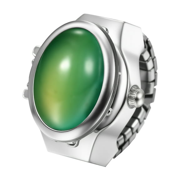 Avaner Men Women Finger Watches: Elastic Band Quartz Easy Reader Colorful Flip Cover Stainless Steel Stretchy Ring Watch