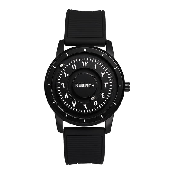 Avaner Men's Analog Quartz Crystal-less Magnetic Levitation Watch: Bar Scale Markers Handsless Design Ball Bearings Breathable Silicone Strap