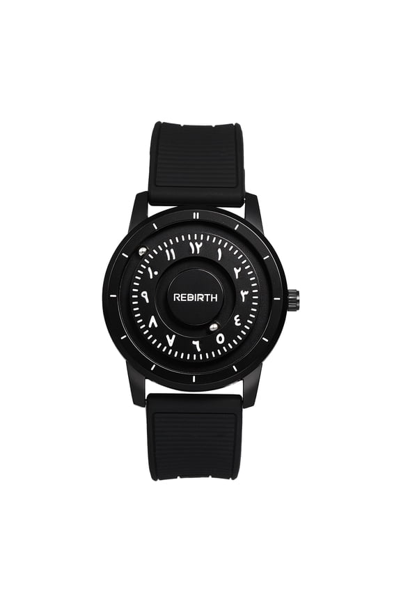 Men's Analog Quartz Crystal-less Magnetic Levitation Watch: Bar Scale Markers Handsless Design Ball Bearings Breathable Silicone Strap