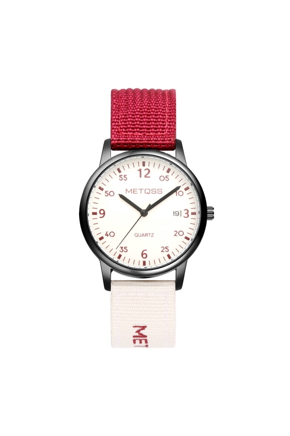 Men's Analog Quartz Military Watch: Simple Easy-to-read Arabic Numerals Two-tone Nylon Strap Large Dial Wristwatch - Leisure Daily Life