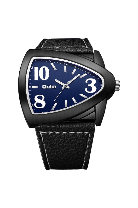 Men's Analog Quartz PU Strap Large Dial Watch: High-definition easy-to-read Arabic numerals large dial triangular tank watch suitable for Business Casual