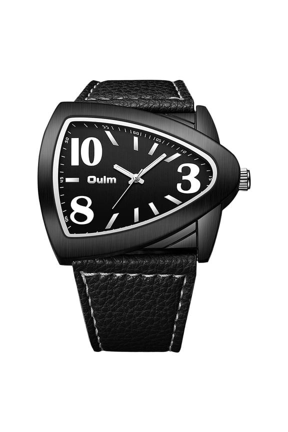 Men's Analog Quartz PU Strap Large Dial Watch: High-definition easy-to-read Arabic numerals large dial triangular tank watch suitable for Business Casual