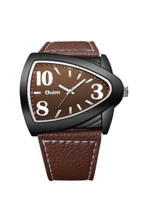 Men's Analog Quartz PU Strap Large Dial Watch: High-definition easy-to-read Arabic numerals large dial triangular watch suitable for Business Casual
