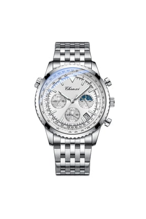 Men's Analog Quartz Watch: Waterproof Watch with Triple-Eye Luminous Dial and Stainless Steel Strap, Stopwatch and Calendar Function - Christmas Gift