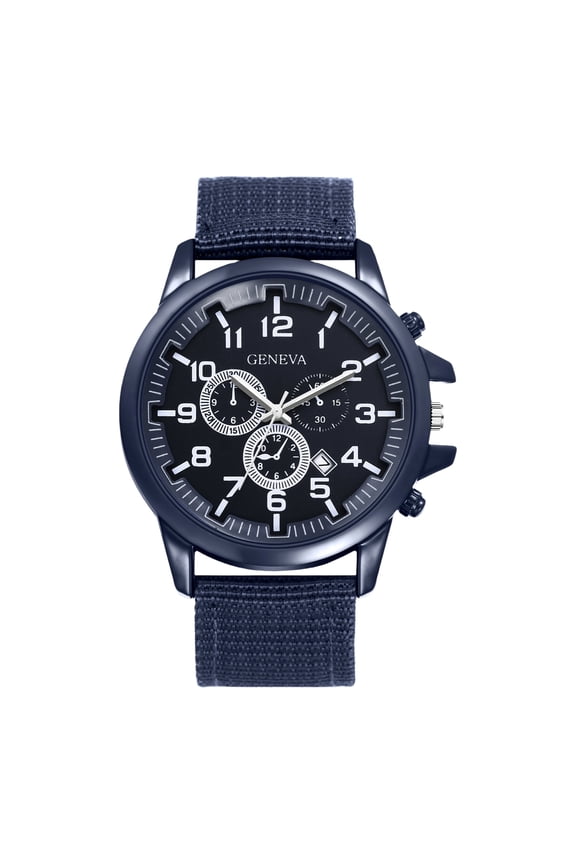 Men's Analog Tactical Watch: Arabic Numeral Scale Quartz Watch Three Decorative Sub-dial with Nylon Strap Luminous hands - For Gift