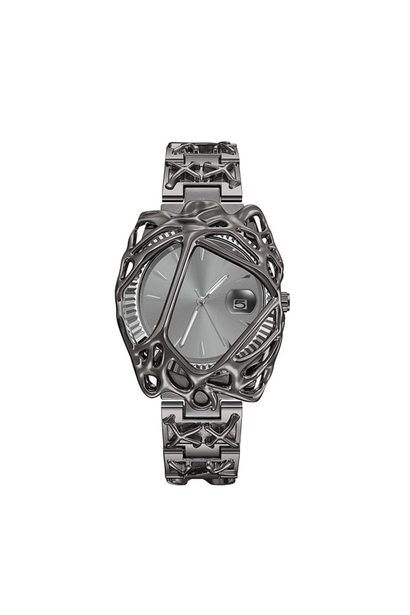 Men's Dark No-Mark Punk Watch: Calendar Function Luminous Hands Removable Band Y2K Style Watch
