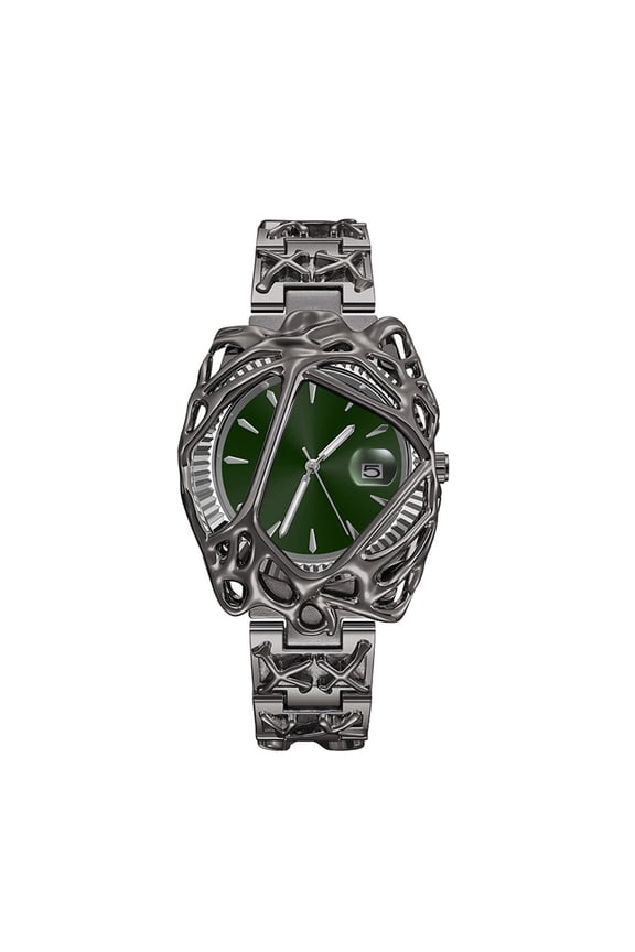 Men's Dark No-Mark Punk Watch: Calendar Function Luminous Hands Removable Band Y2K Style Watch