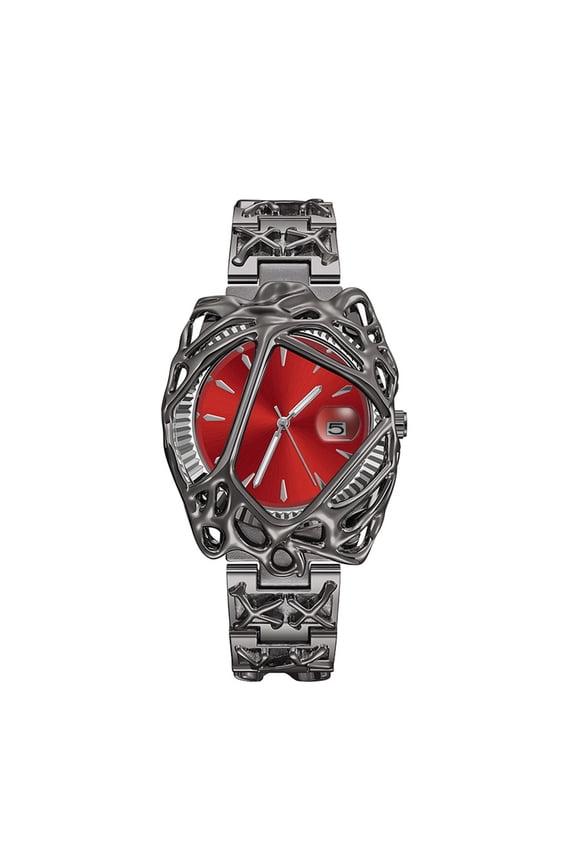 Men's Dark No-Mark Punk Watch: Calendar Function Luminous Hands Removable Band Y2K Style Watch