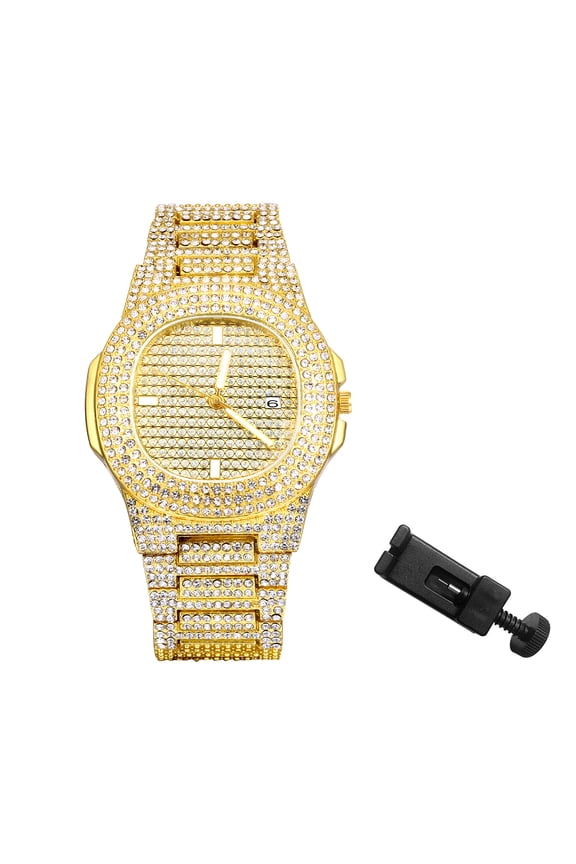 Men's Luxury Rhinestone Watch Analog Quartz Wristwatch