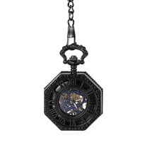 Avaner Men's Mechanical Octagonal Skeleton Pocket Watch: Roman Numeral Markers Manual Mechanical Dial - Home & Leisure