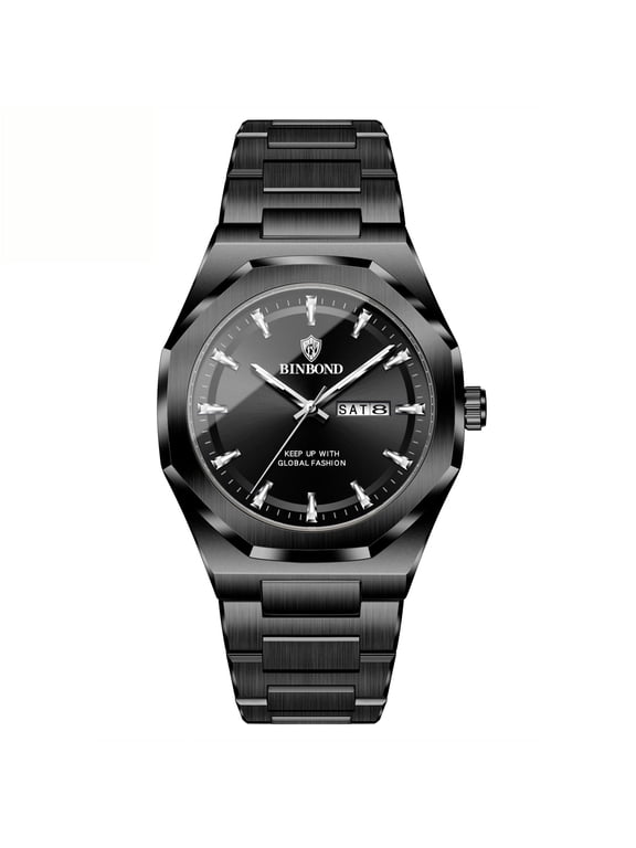 Men's Octagonal Analog Watch: Analog Quartz Movement Date Calendar Day Date Display Luminous Hands Removable Stainless Steel Band Wristwatch for Men