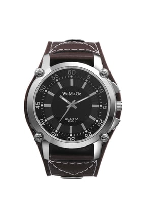 Men's Oversize Steampunk Watches: Leather Strap Analog Quartz Big Face Large Dial Wrist Watch