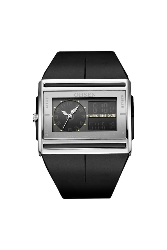 Men's Sports Watch,Analog-Digital Dual Display with Silicone Strap,Outdoor Sports Multi-Function Waterproof LED Backlight Multi-Function Alarm Clock, Year-Month-Day-Day Multi-Display