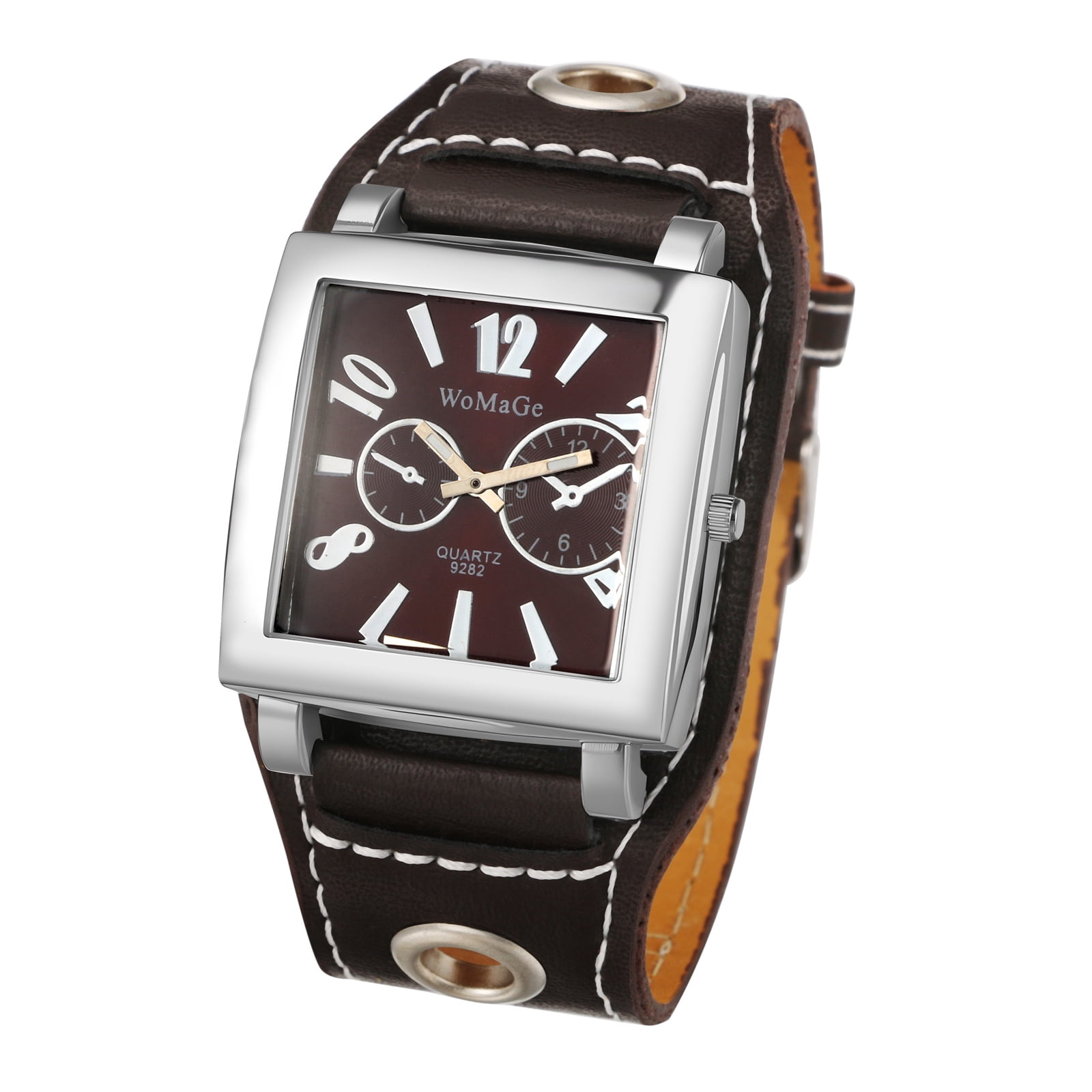 Numeric Watch Avaner Men's Steampunk Leather Cuff Watch: PU Strap with Large Numeric ...