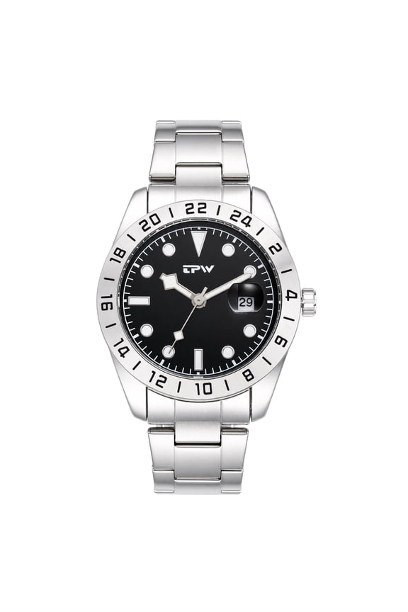 Men's Stress Relief Watch: Reversible Bezel Calendar Luminous Stainless Steel Band Round Watch - Christmas Gift