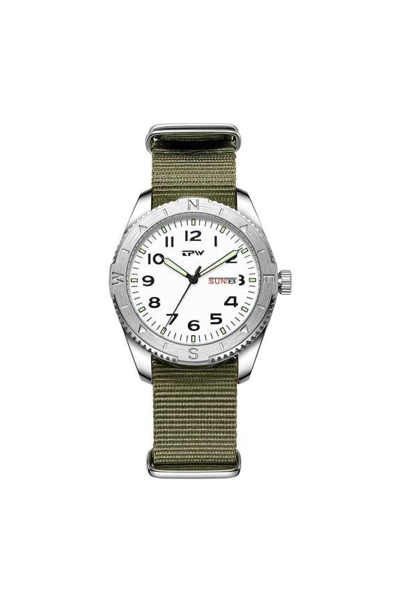 Men's Tactical Military Watch: Date Week Function Easy-Read Arabic Numerals Luminous Hands Rotatable Bezel