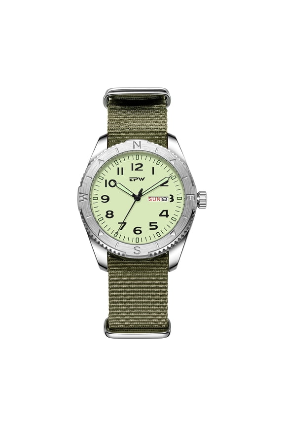 Men's Tactical Military Watch: Date Week Function Easy-Read Arabic Numerals Luminous Hands Rotatable Bezel
