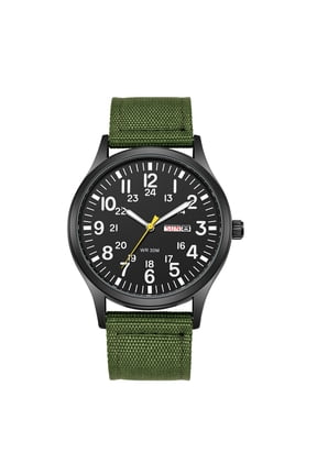 Men's Tactical Military Watch: Simple and Easy-to-read Arabic Numerals 24-hour Scale Luminous Hands Nylon Strap Big Dial Analog Quartz Watch - Date and Day Function