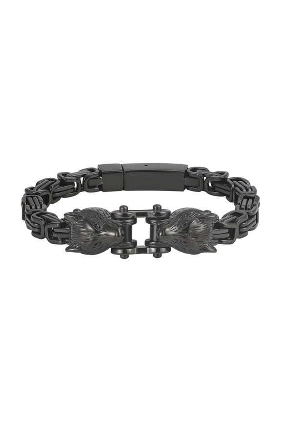 Men's Viking Wolf Bracelet: Punk Rock Gothic Wolf Head Byzantine King Link Chain Bracelets Biker Party Jewelry Gifts for Men