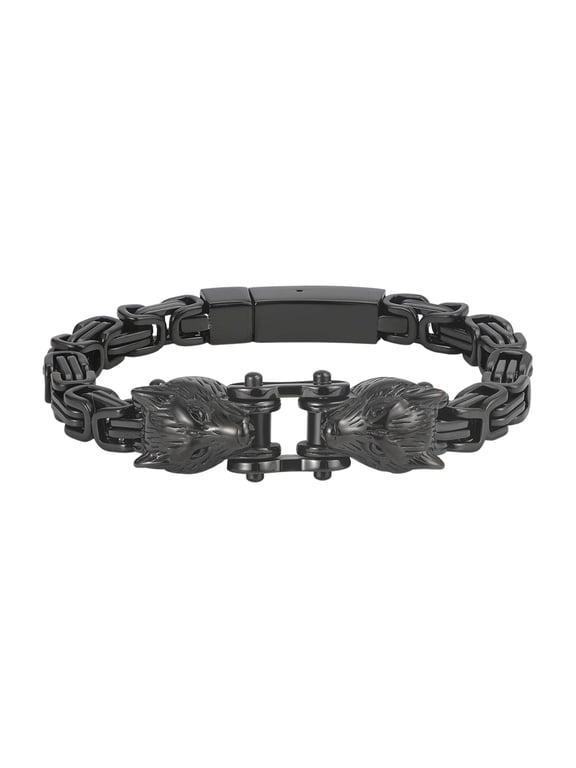 Men's Viking Wolf Bracelet: Punk Rock Gothic Wolf Head Byzantine King Link Chain Bracelets Biker Party Jewelry Gifts for Men