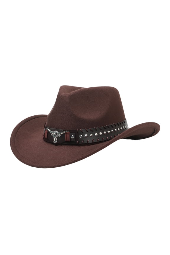 Men's Western Cowboy Hat: Wide Brim Felt Fedora Hat with Buckle Belt for Holidays, Outdoor Activities, and Everyday Wear