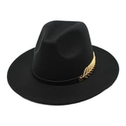 Avaner Mens Wide Brim Fedora Panama Hat with Metal Belt Buckle