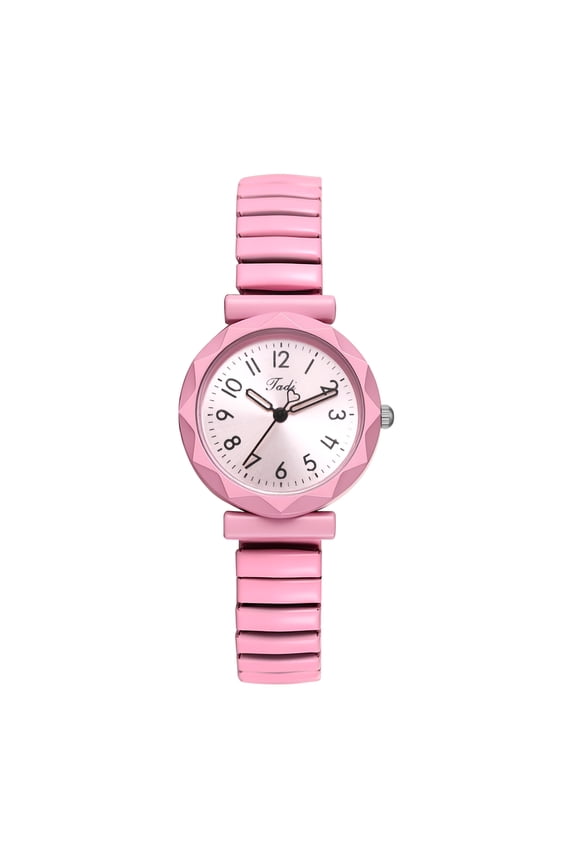Men's Women's Elastic Strap Watches: Candy-colored Easy-to-read Large Numerals Stainless Steel Strap Sunburst Dial Analog Quartz Watch