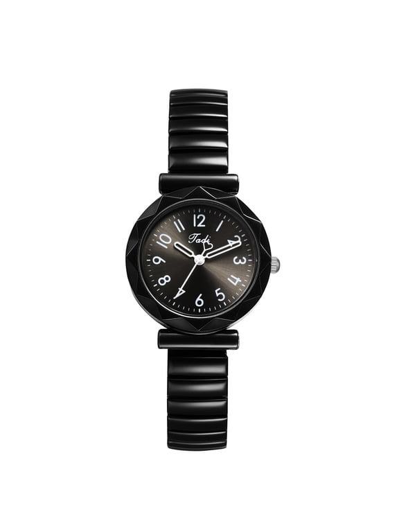 Men's Women's Elastic Strap Watches: Candy-colored Easy-to-read Large Numerals Stainless Steel Strap Sunburst Dial Analog Quartz Watch