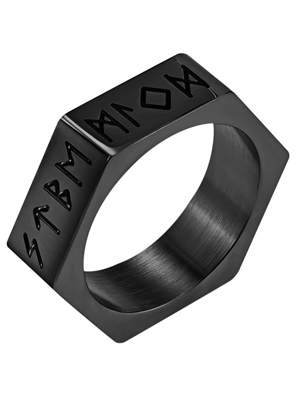 Mens Rings Hexagon Geometric Ring for Men 7Mm Wide Stainless Steel Rings for Women, Size 8-13