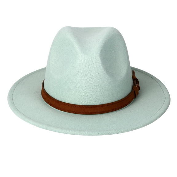 Avaner Mens Womens Vintage Wide Brim Fedora Hat with Belt Buckle