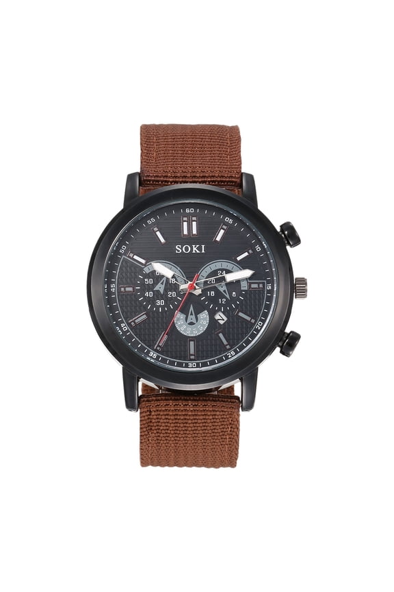 Military Watch for Men, Bar Scale Nylon Strap Outdoor Sports Analog Quartz Watch