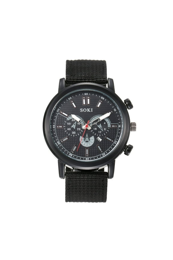 Military Watch for Men, Bar Scale Nylon Strap Outdoor Sports Analog Quartz Watch