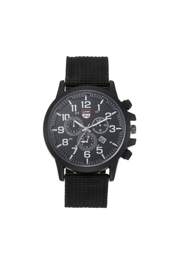 Military Watch for Men, Bar Scale Nylon Strap Outdoor Sports Analog Quartz Watch