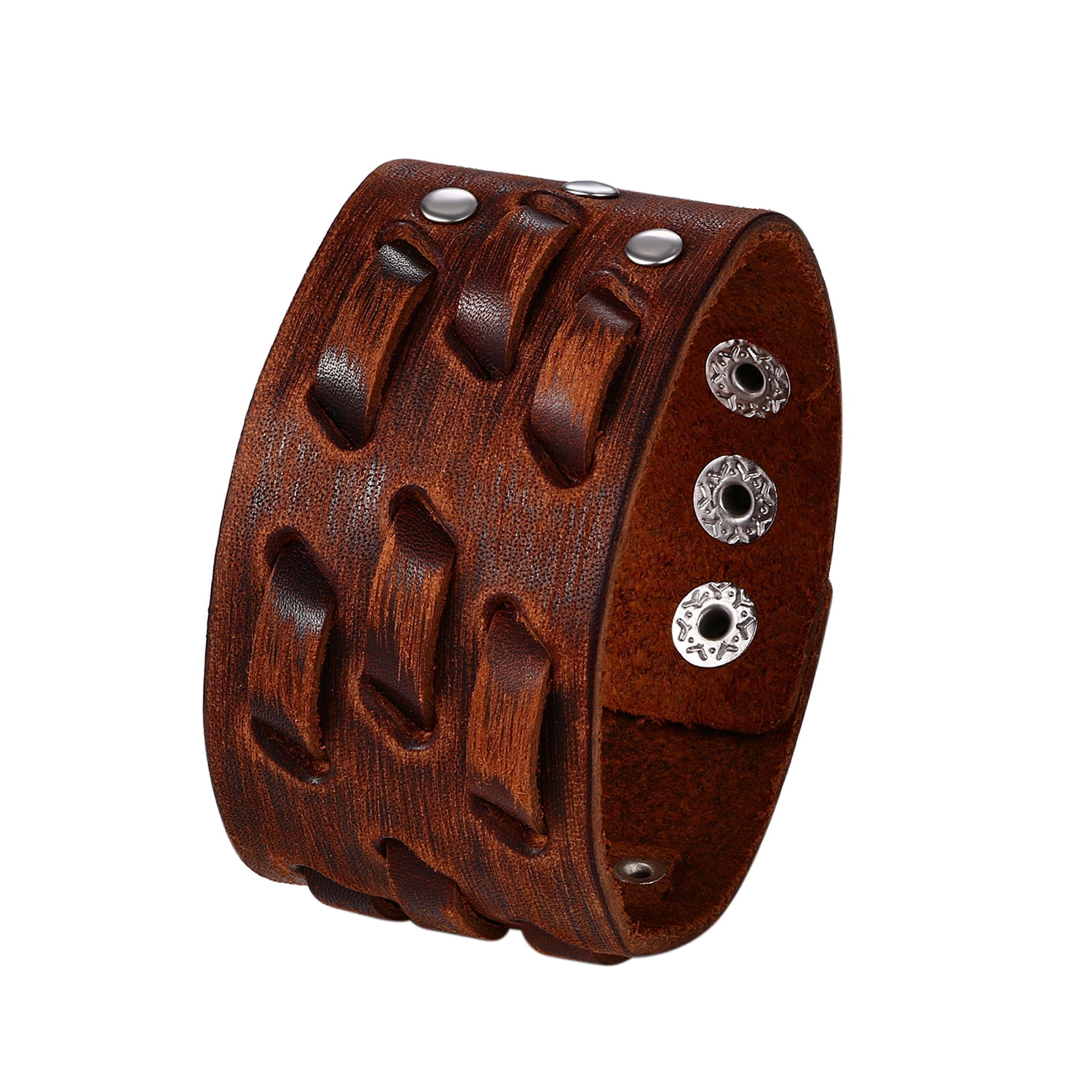 Avaner Punk Leather Wristbands for Men Bracelets Handmade Wide